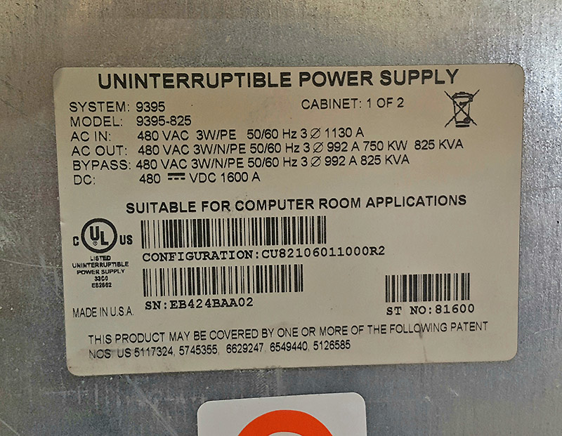 Eaton Powerware 9395 825 kVA Eaton Powerware 9395 825 kVA