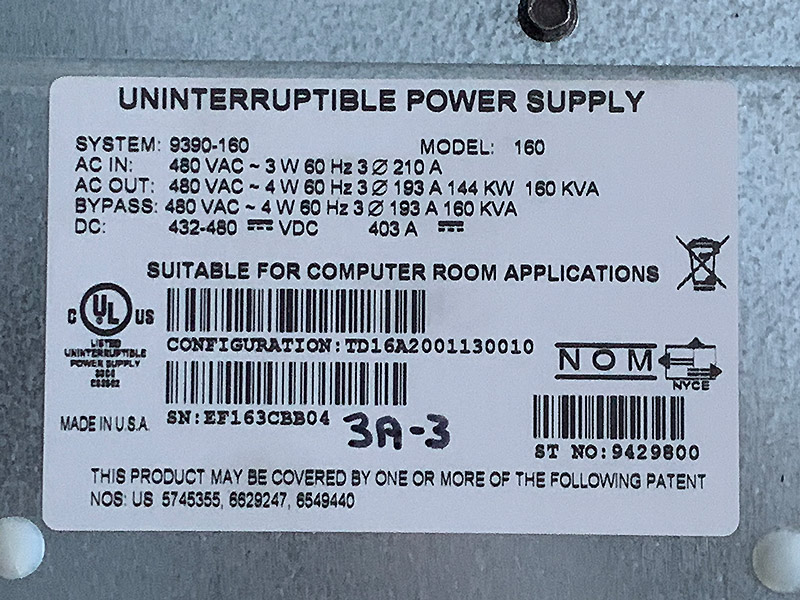 Eaton 9390 160 kVA UPS Trailer Mounted Eaton 9390 160 kVA UPS Trailer Mounted