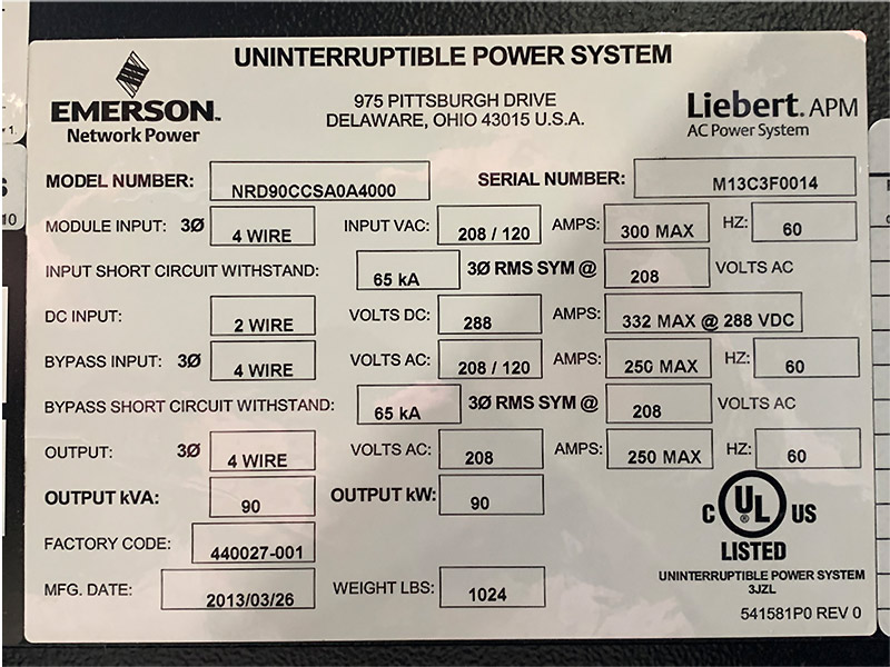 Liebert APM 60 kVA Liebert APM 60 kVA
