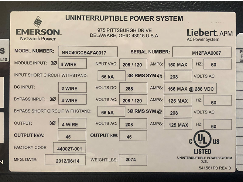 Liebert APM 45 kVA Liebert APM 45 kVA
