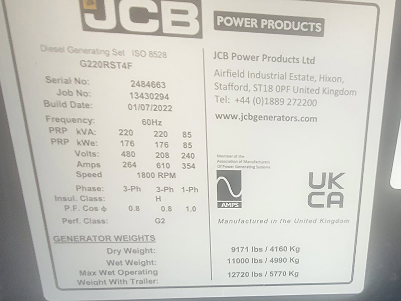 JCB 175 kW G220RS T4F JCB 175 kW G220RS T4F