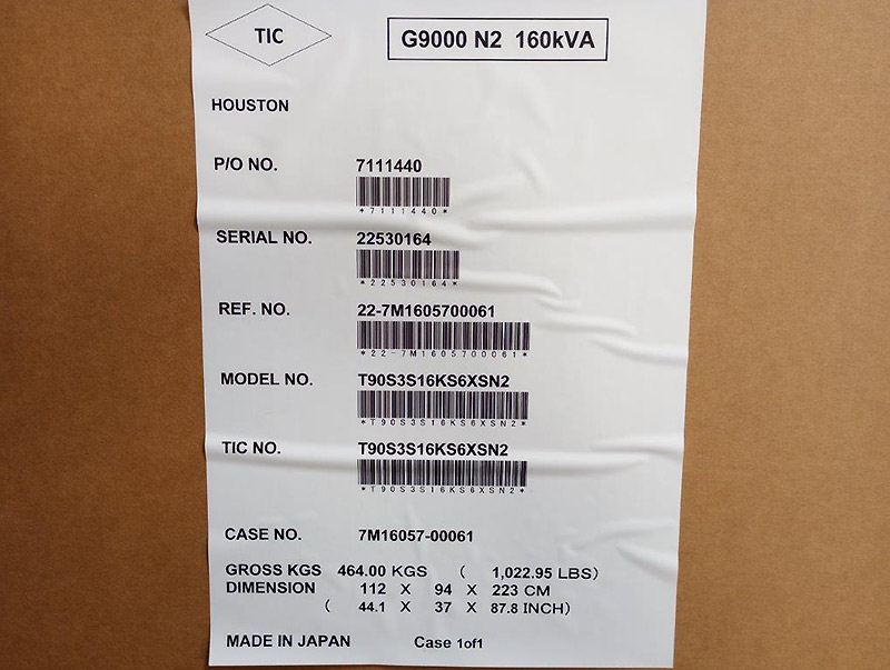 Toshiba G9000 Series 160 kVA Toshiba G9000 Series 160 kVA